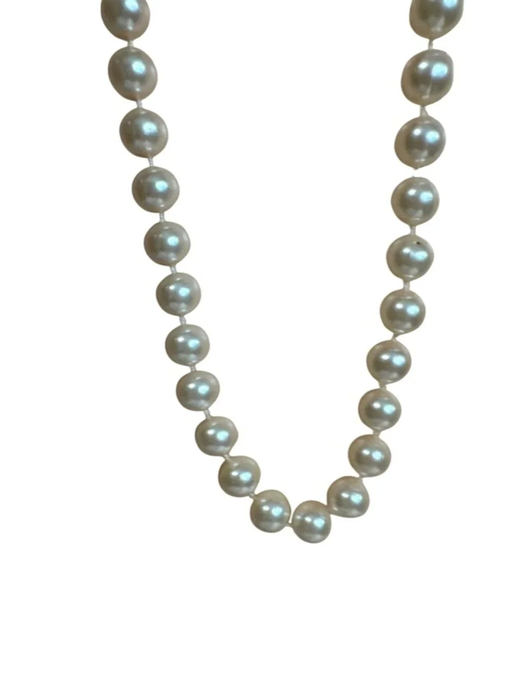 Vintage Faux Pearl Beaded Necklace Spring Clasp Closure Classic Design 18